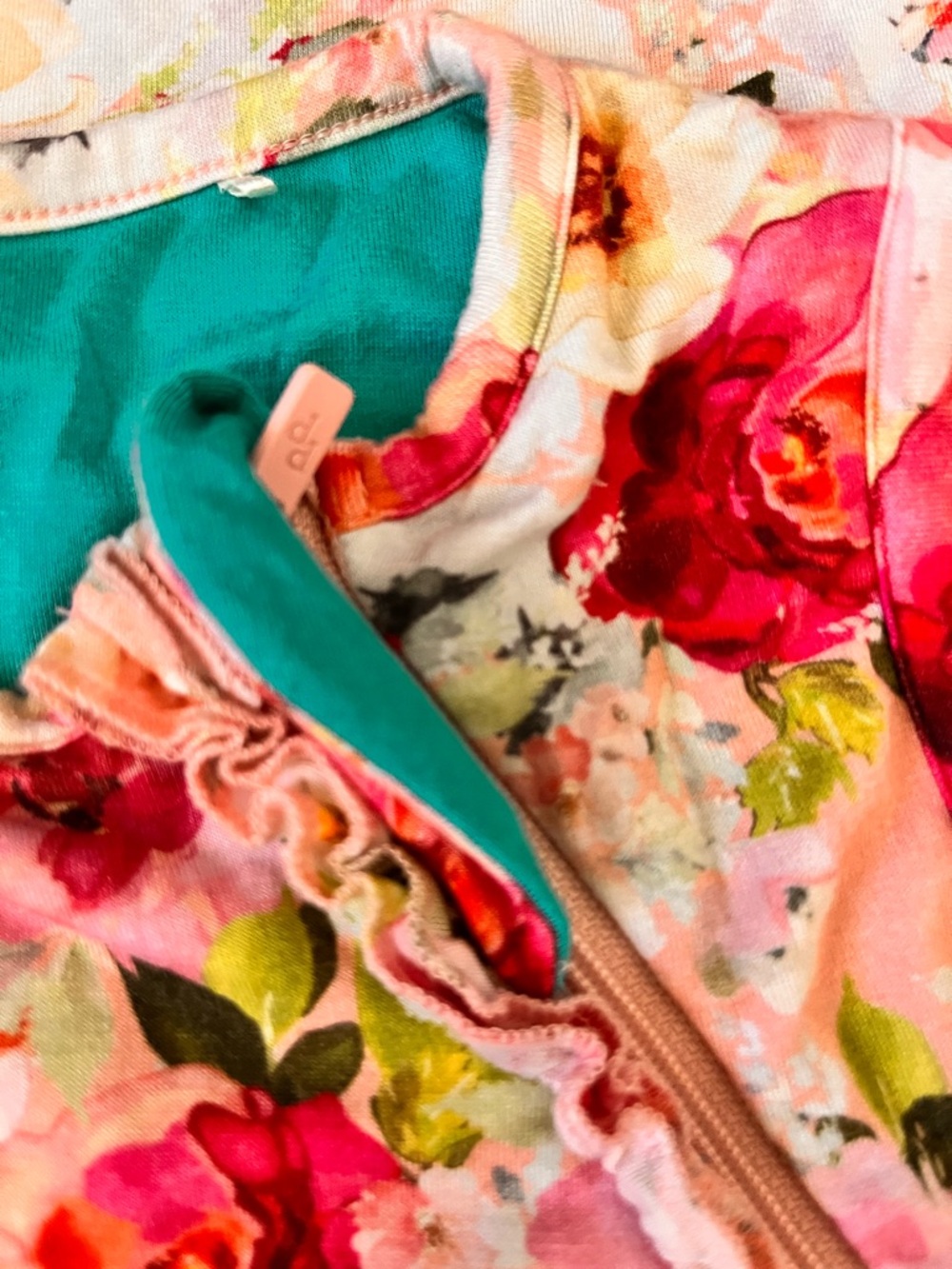 Posh Peanut Coral & Red Floral Sleeveless Sleep Sack - Picture 5 of 8